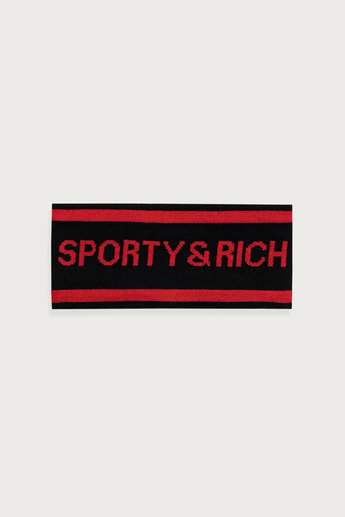 Sporty & Rich Bold Logo opaska na głowę wełniana damska czarny AC11382315BA14