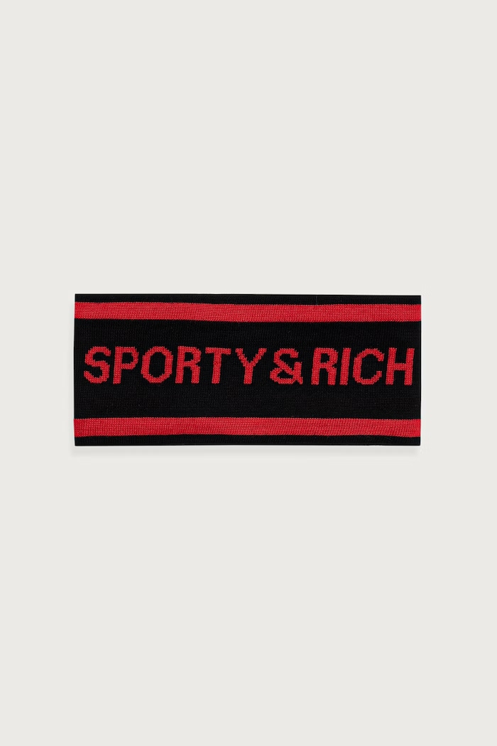Sporty & Rich Bold Logo opaska na głowę wełniana damska czarny AC11382315BA14