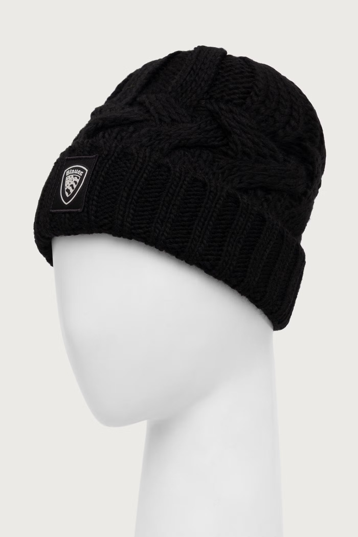Blauer Czapka damska z dodatkiem wełny BLDA05564 czarny AW26
