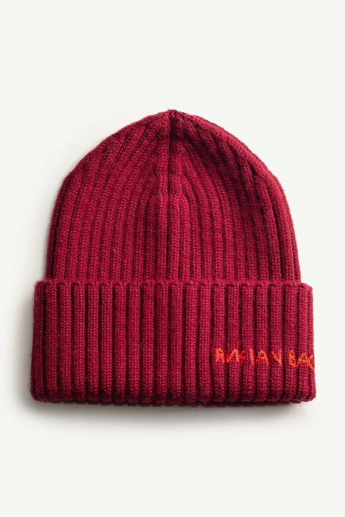 RUSLAN BAGINSKIY Czapka beanie damska z wełny merino BN067.MW.FL.CD24 bordowy AW26