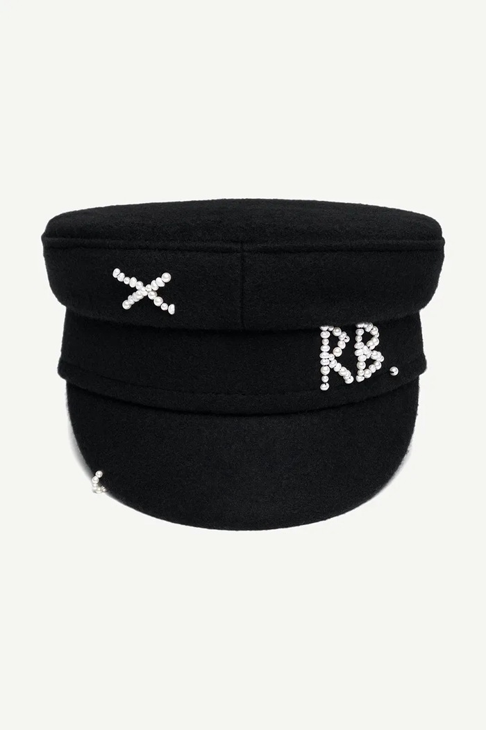 RUSLAN BAGINSKIY Kaszkiet damski wełniany Baker Boy Cap KPC033.W.PRL czarny AW26