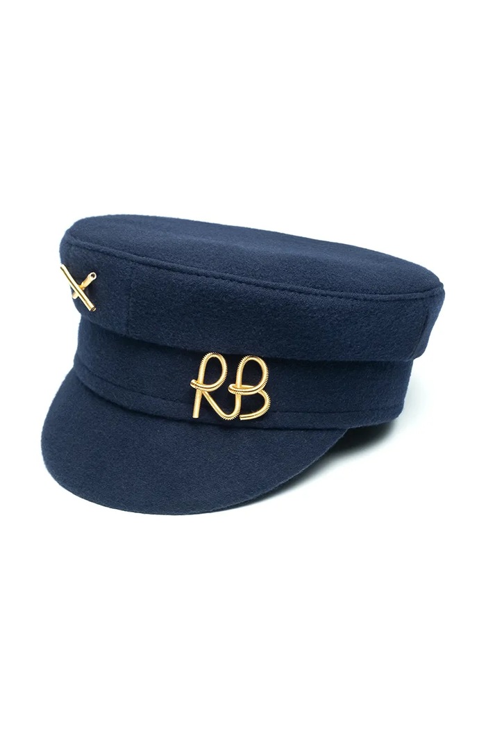 RUSLAN BAGINSKIY Kaszkiet damski z wełną Baker Boy Cap KPC078.WP.TMRB granatowy AW26