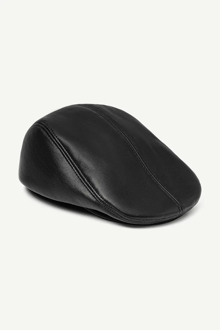 RUSLAN BAGINSKIY Kaszkiet damski skórzany Ivy Cap IVC033.L czarny AW26
