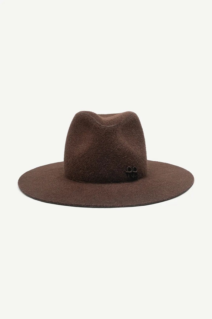 RUSLAN BAGINSKIY Kapelusz z szerokim rondem damski z wełną Fedora Hat FDR09.WF.9P.WRB brązowy AW26