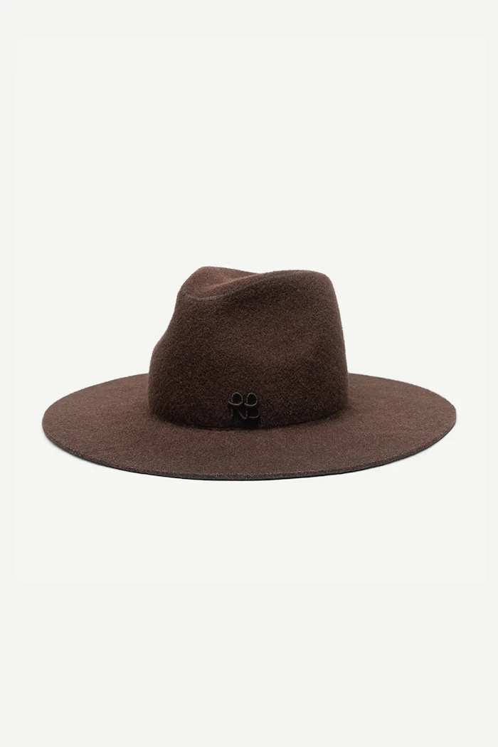 Akcesoria RUSLAN BAGINSKIY Kapelusz z szerokim rondem damski z wełną Fedora Hat FDR09.WF.9P.WRB brązowy