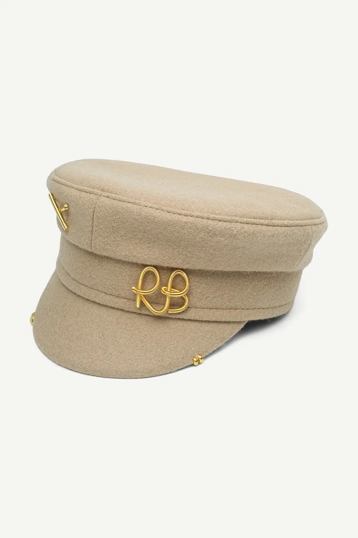 RUSLAN BAGINSKIY Kaszkiet damski z wełną Baker Boy Cap KPC032.WP.PRS.TMRB beżowy AW26