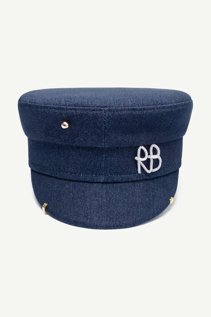 RUSLAN BAGINSKIY Kaszkiet damski jeansowy Baker Boy Cap KPC077.JNS.PRS.SIRB granatowy AW26