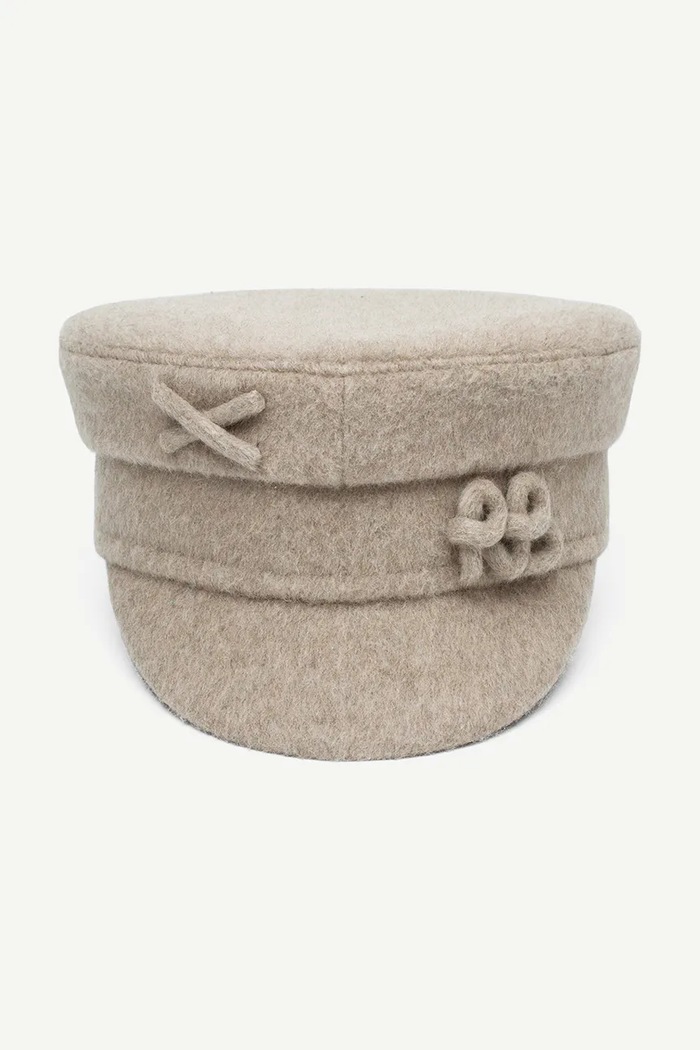 Akcesoria RUSLAN BAGINSKIY Kaszkiet damski z wełną Wool-blend Baker Boy Cap KPC032.WP.FRB beżowy