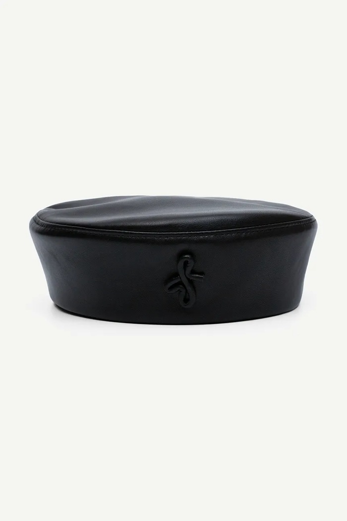 RUSLAN BAGINSKIY Czapka damska skórzana Leather Pillbox Hat MMM033.L.PLRB czarny AW26