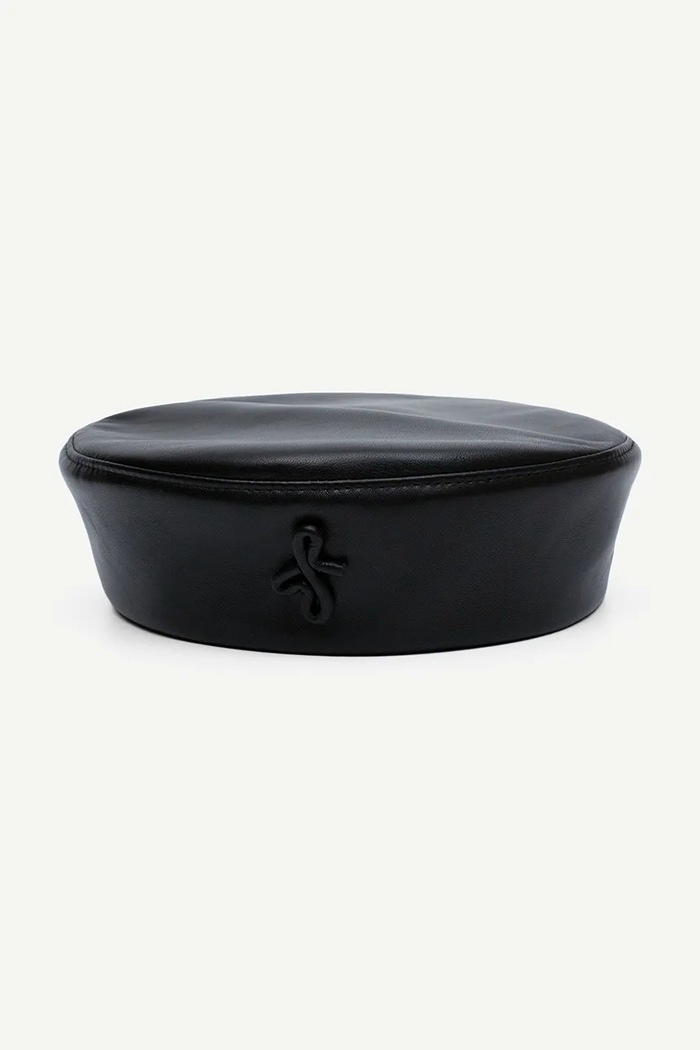 Akcesoria RUSLAN BAGINSKIY Czapka damska skórzana Leather Pillbox Hat MMM033.L.PLRB czarny