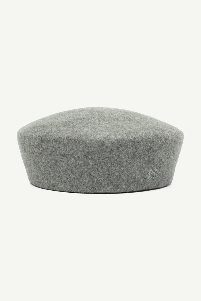 RUSLAN BAGINSKIY Czapka damska wełniana Wool Felt Pillbox Hat szary MMM031.WF