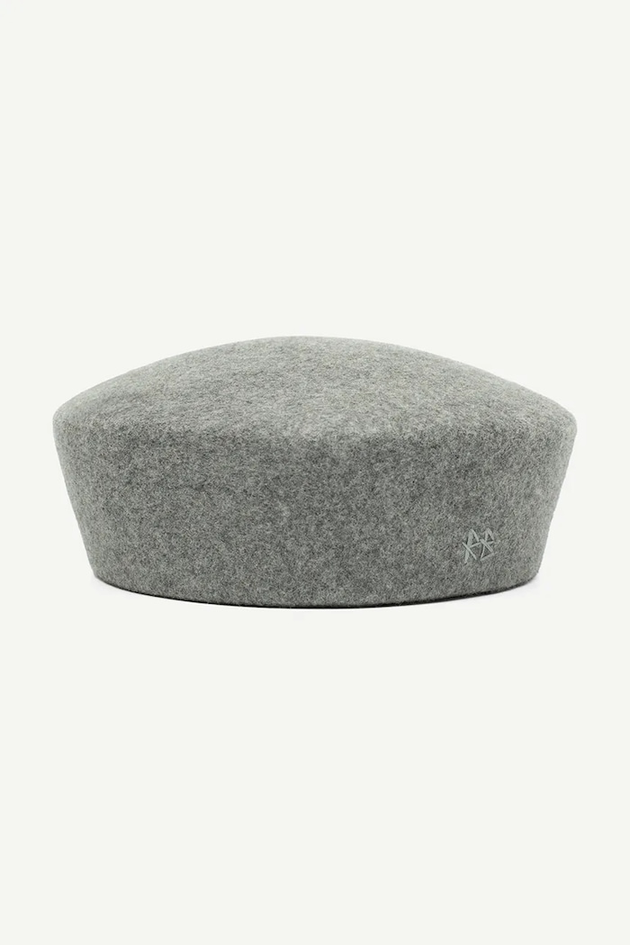RUSLAN BAGINSKIY Czapka damska wełniana Wool Felt Pillbox Hat szary MMM031.WF
