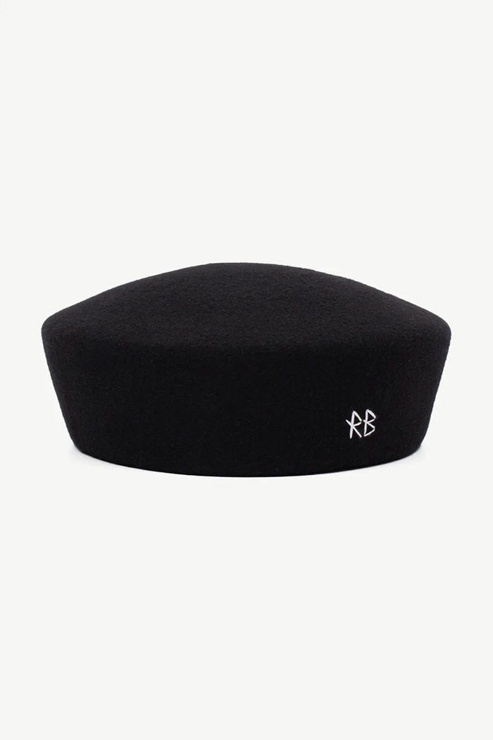 RUSLAN BAGINSKIY Czapka damska wełniana Wool Felt Pillbox Hat czarny MMM033.WF