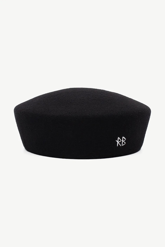 RUSLAN BAGINSKIY Czapka damska wełniana Wool Felt Pillbox Hat czarny MMM033.WF