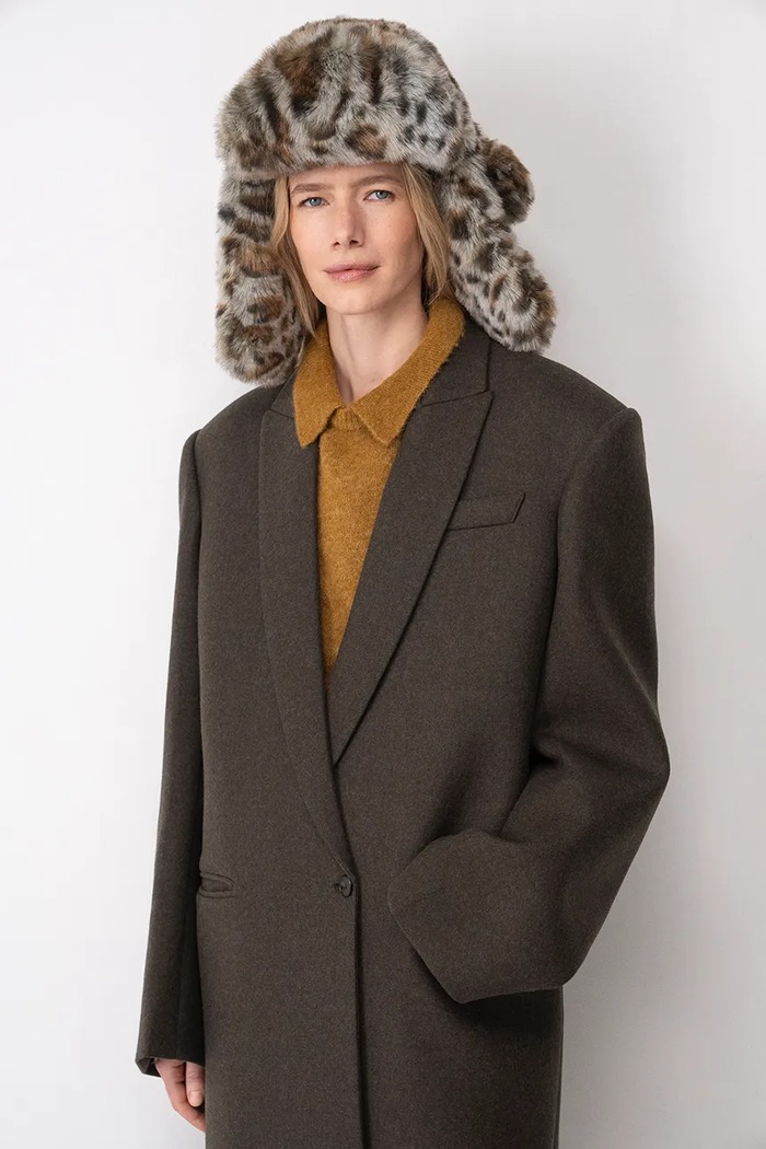 Akcesoria RUSLAN BAGINSKIY Czapka uszatka damska Faux-Fur Aviator Hat AVH059.P.FF.FLT brązowy
