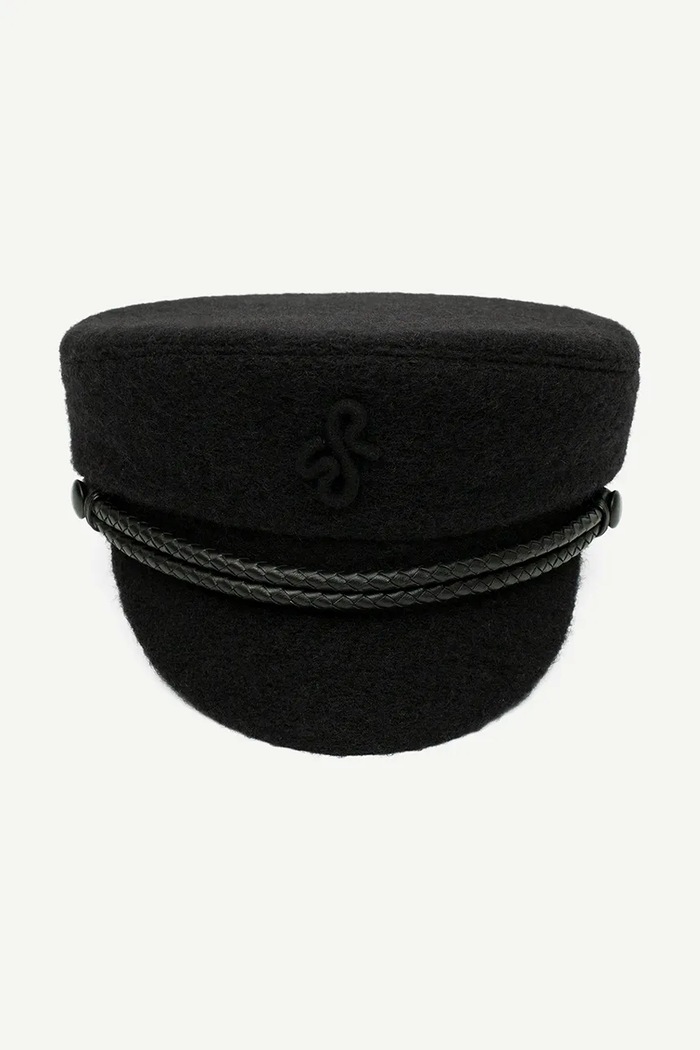 RUSLAN BAGINSKIY Kaszkiet damski z wełną Monogram-embellished Cap NBC033.WP.LSNR.PFRB czarny AW26