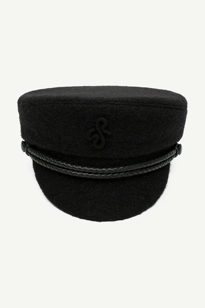 RUSLAN BAGINSKIY Kaszkiet damski z wełną Monogram-embellished Cap NBC033.WP.LSNR.PFRB czarny AW26