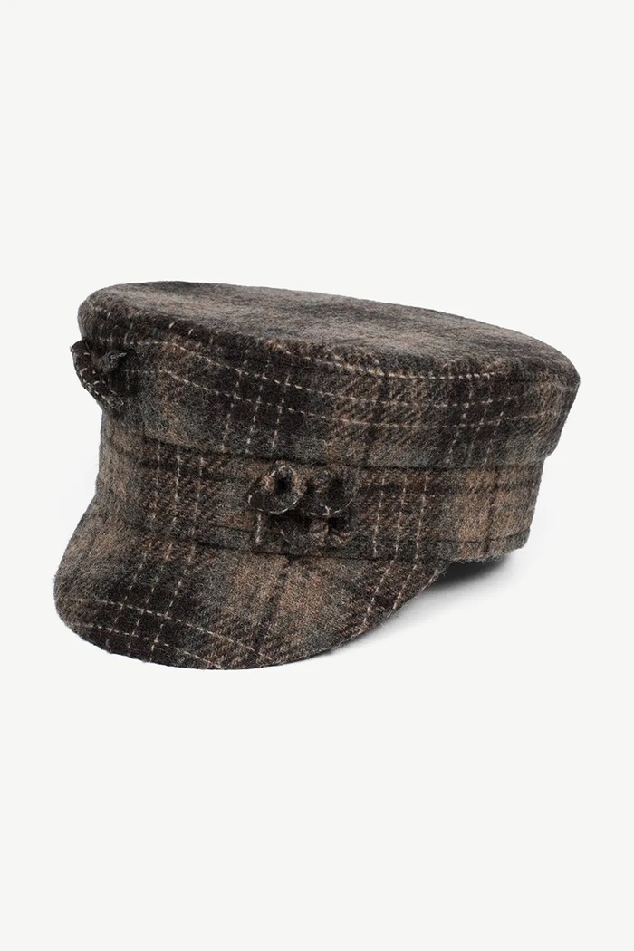 RUSLAN BAGINSKIY Kaszkiet damski wełniany Print Baker Boy Cap KPC09.W.PLD.FRB brązowy AW26