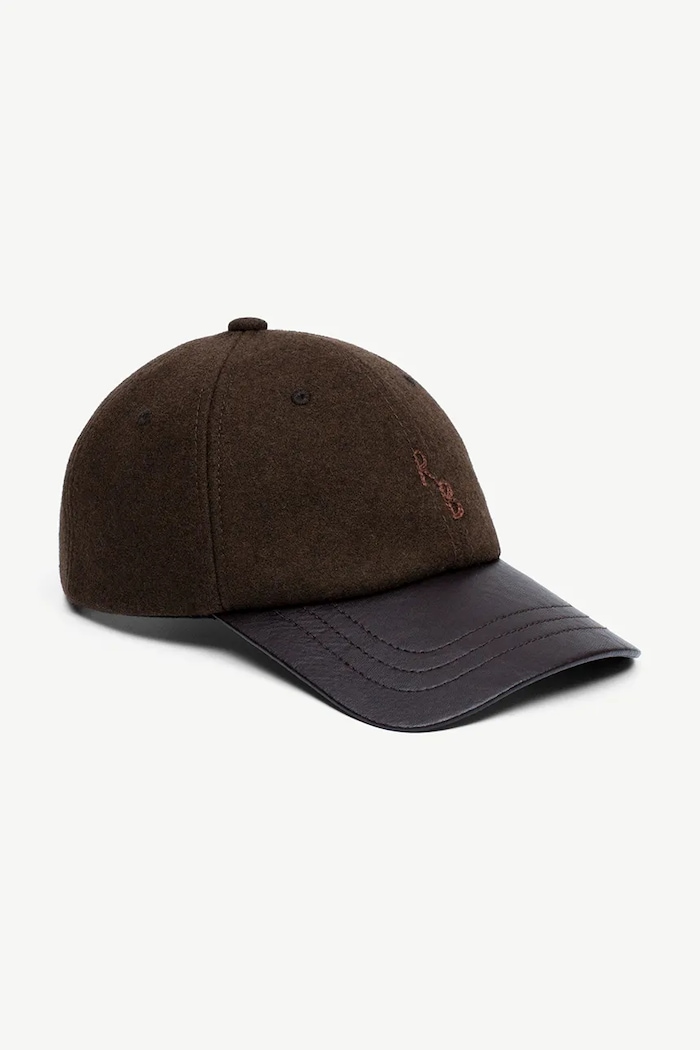 RUSLAN BAGINSKIY Czapka z daszkiem damska z wełną Wool-blend Baseball Cap BSB09.WA.P brązowy AW26