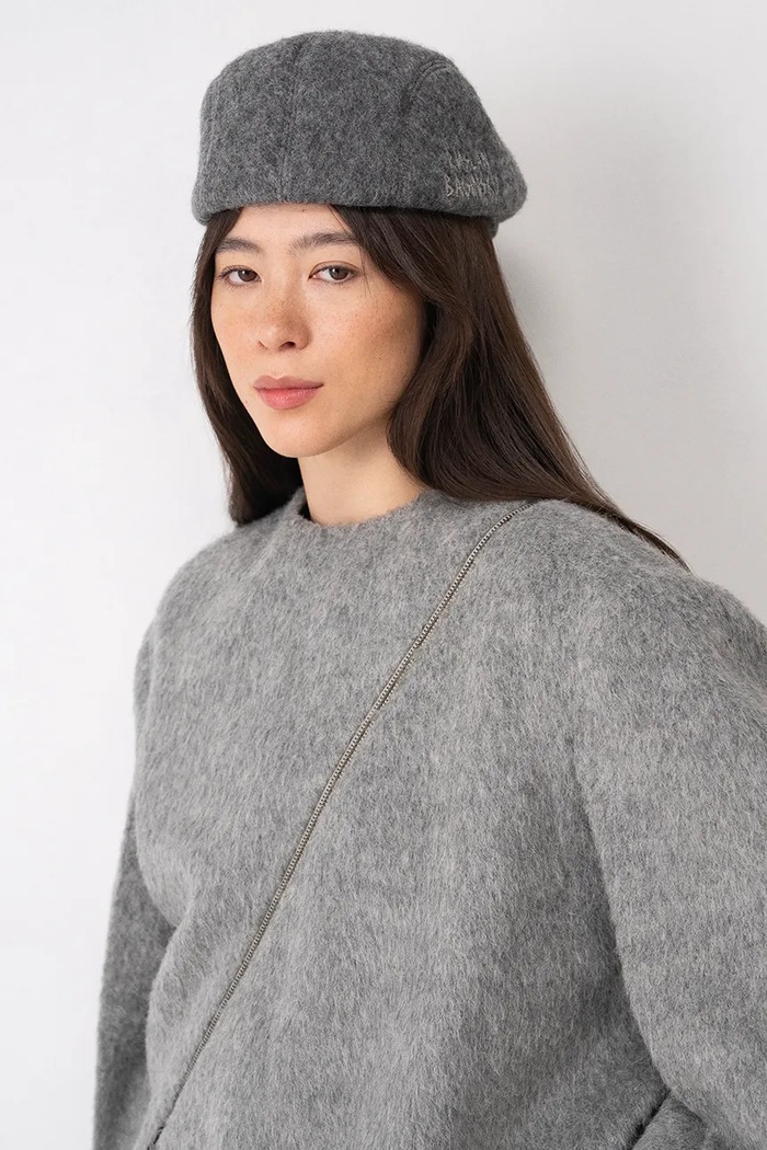 Kaszkiet damski z wełną Wool-blend Ivy Cap RUSLAN BAGINSKIY szary IVC031.WP.FL