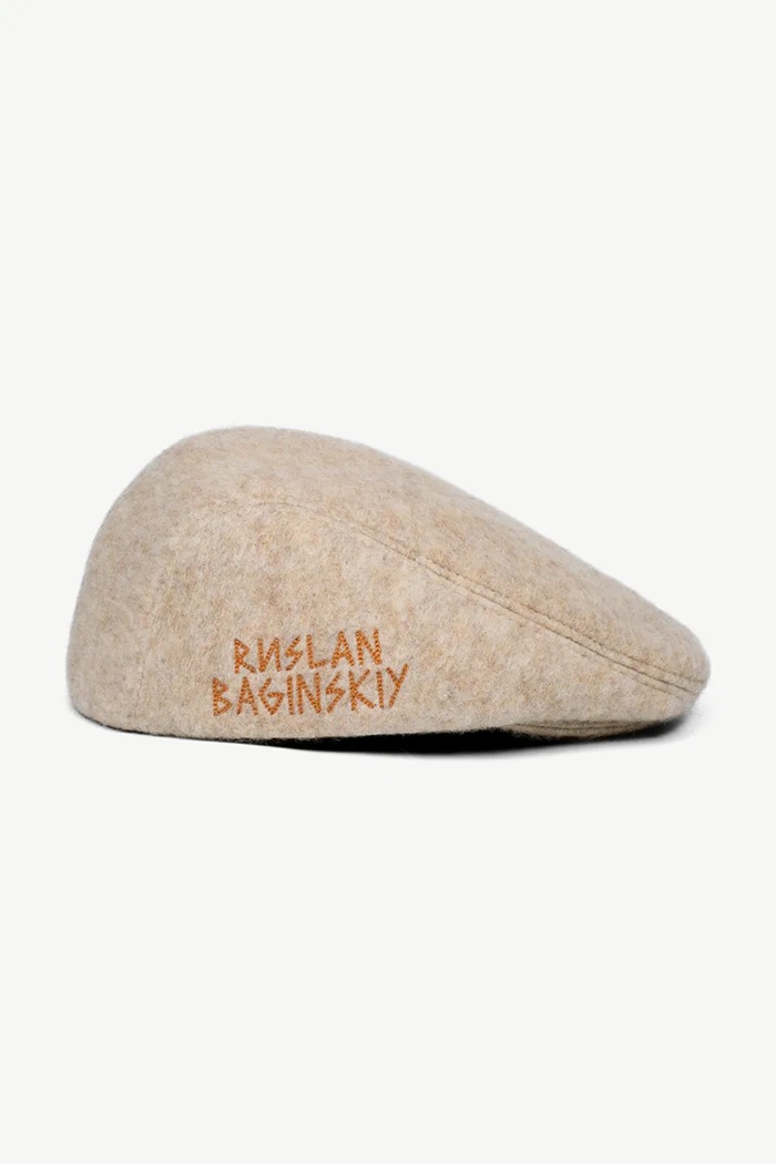 RUSLAN BAGINSKIY Kaszkiet damski z wełną Wool-blend Ivy Cap IVC032.WP.FL beżowy AW26