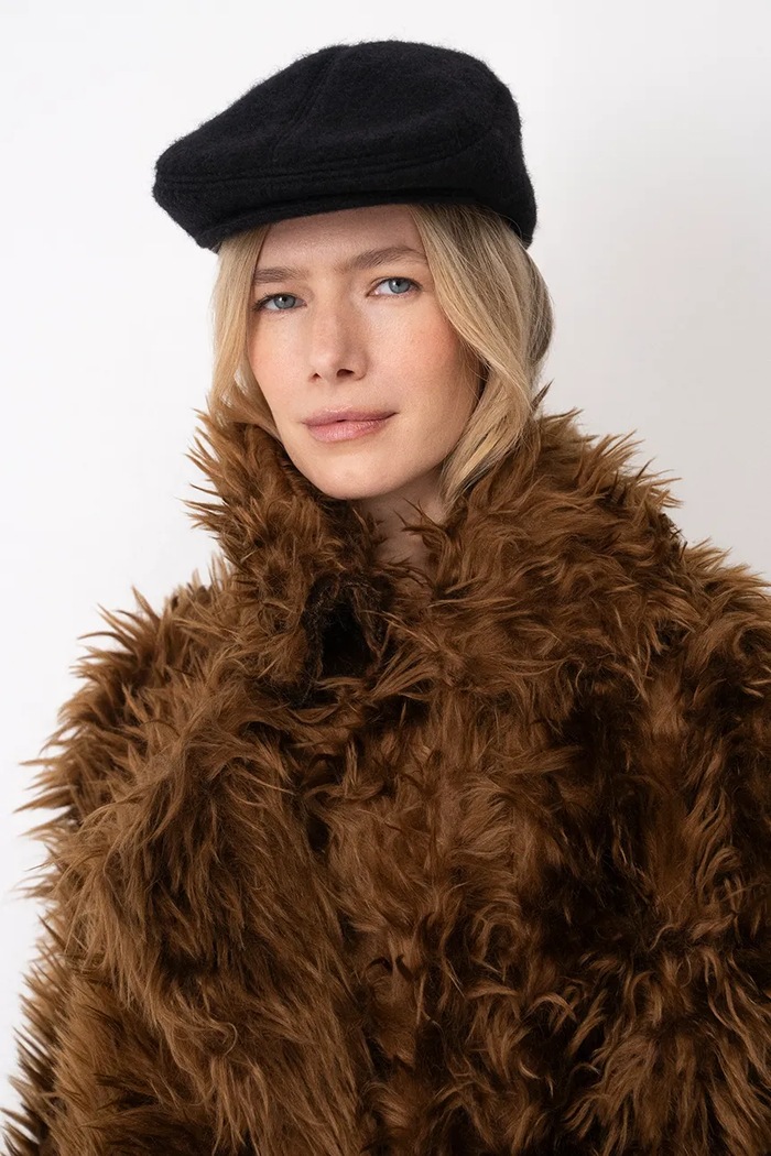 Akcesoria RUSLAN BAGINSKIY Kaszkiet damski z wełną Wool-blend Ivy Cap IVC033.WP.FL czarny