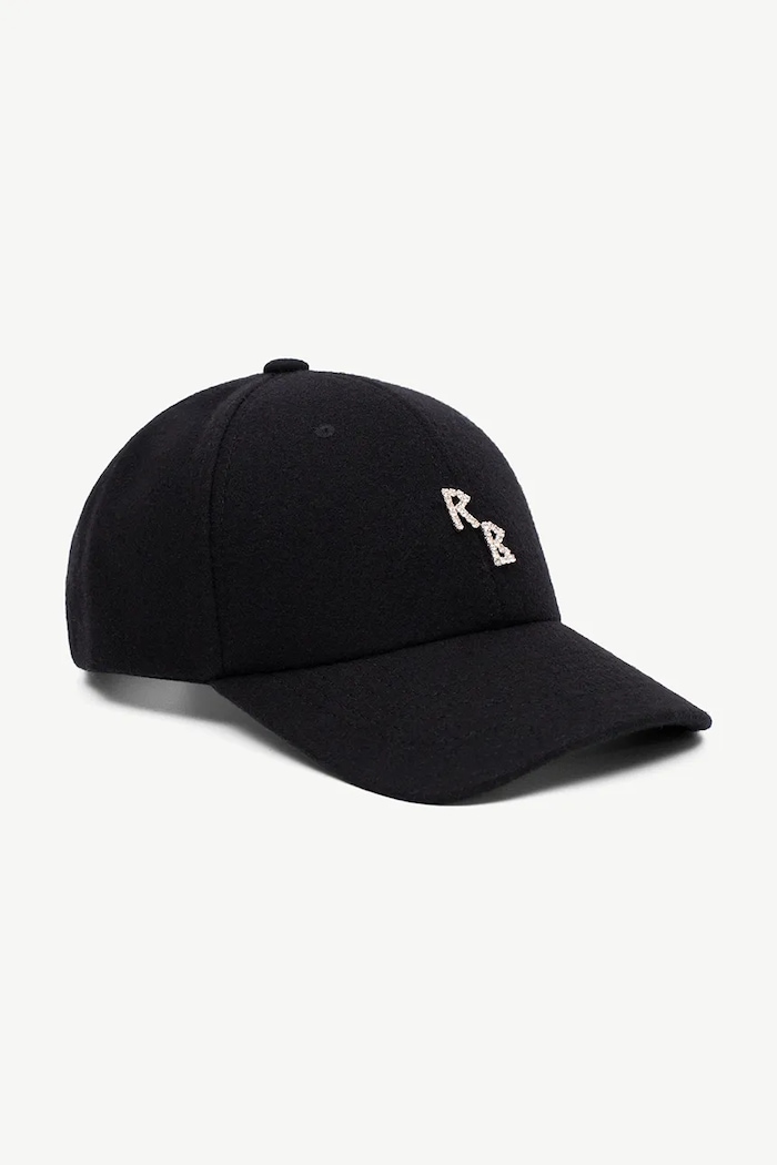 RUSLAN BAGINSKIY Czapka z daszkiem damska wełniana Crystal-embroidered Baseball Cap BSB033.W.DMD czarny AW26