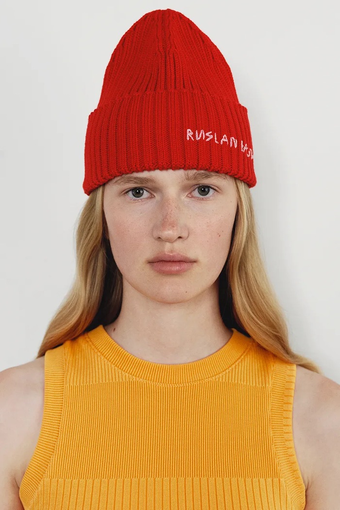 RUSLAN BAGINSKIY Czapka beanie damska z wełną czerwony BN034.039.MWA.RU