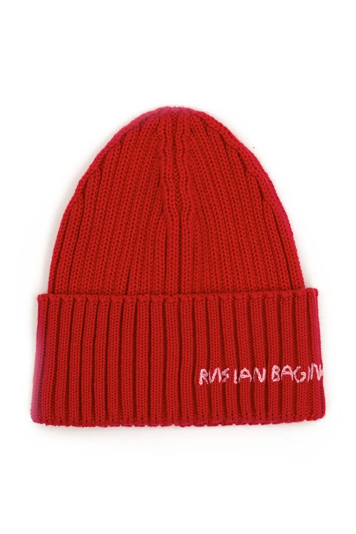 RUSLAN BAGINSKIY Czapka beanie damska z wełną BN034.039.MWA.RU czerwony AW26
