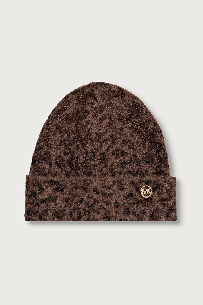 MICHAEL Michael Kors Czapka i szalik damska z dodatkiem wełny 29MKWC581180B brązowy AW26
