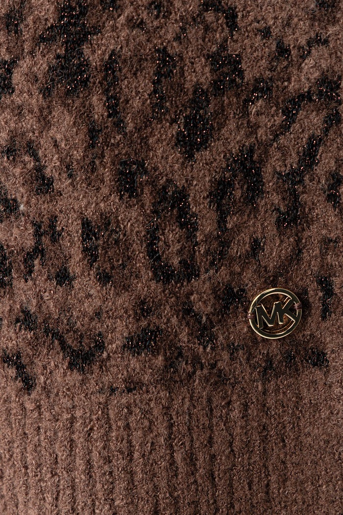 Czapka i szalik damska z dodatkiem wełny MICHAEL Michael Kors 29MKWC581180B brązowy