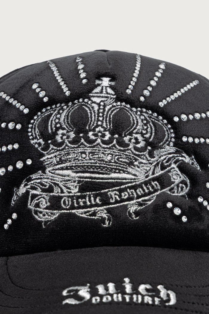 Juicy Couture Kapa sa šiltom za žene REGAL REBELLE DIAMANTE VELOUR JCAWH226718 crna AW26