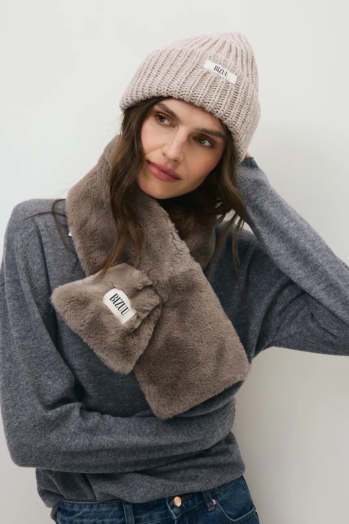BIZUU Czapka beanie damska z wełną BALBI BALBI.BEZOWY