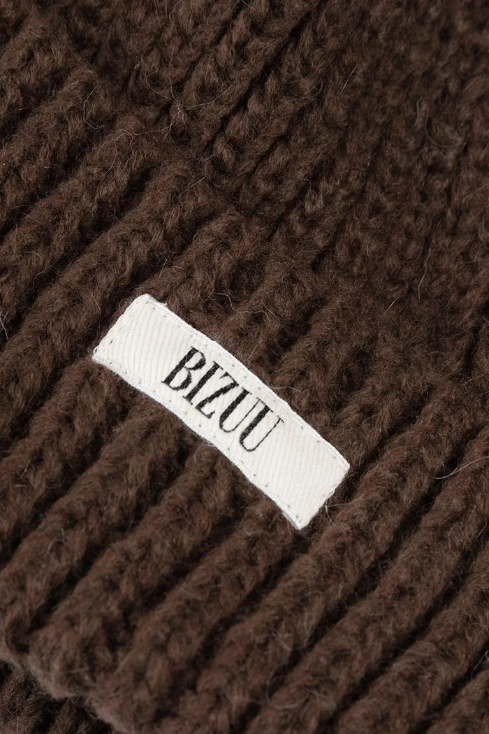 Czapka beanie damska z wełną BALBI BIZUU BALBI.BRAZOWY brązowy
