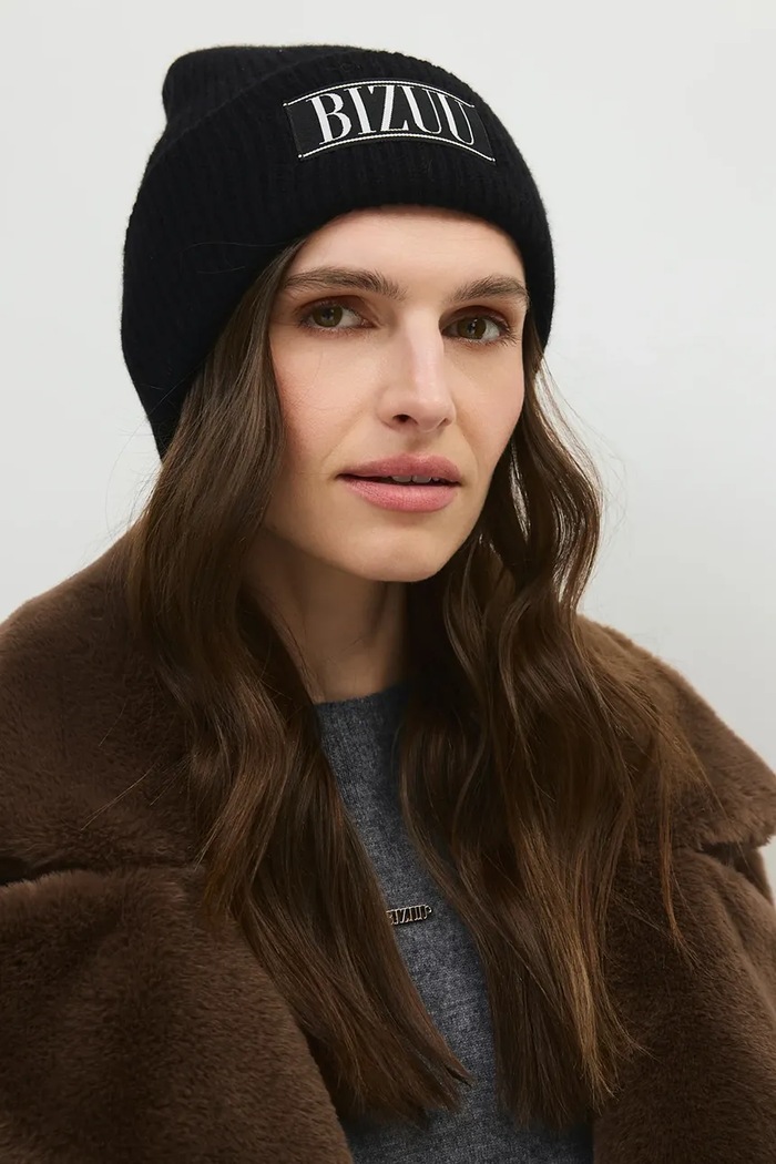 BIZUU Czapka beanie damska wełniana MOYE czarny MOYE.CZARNY