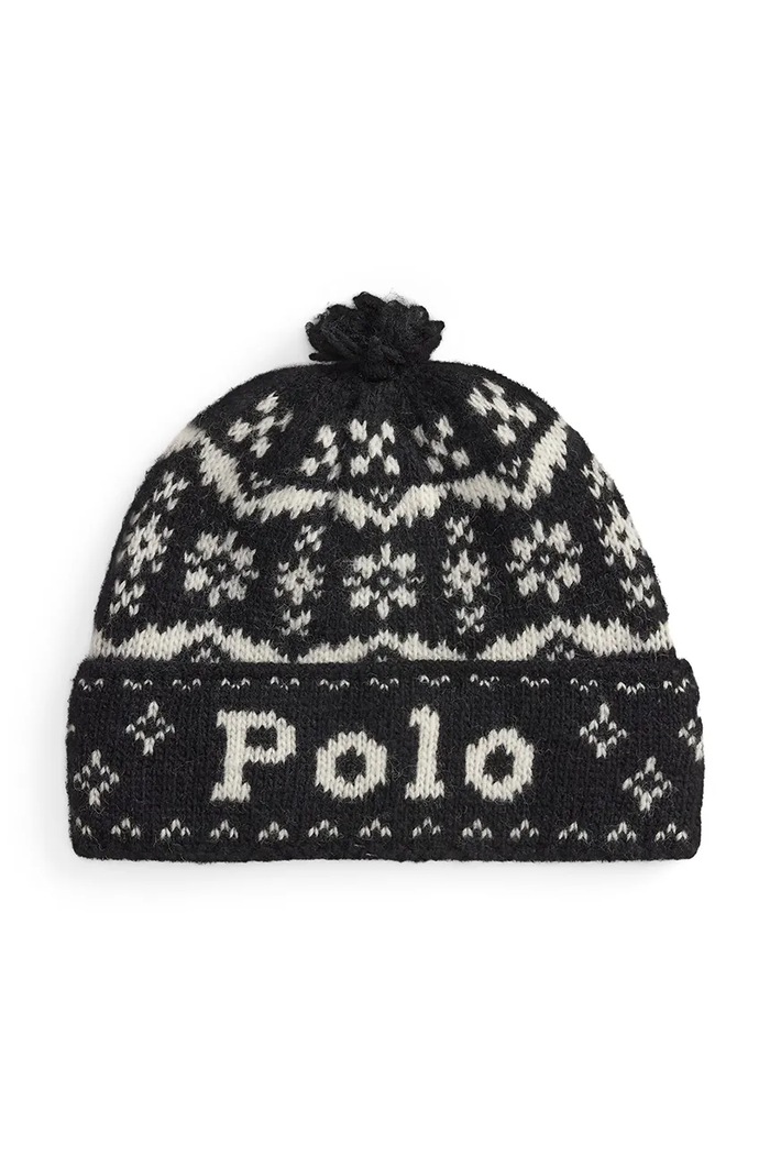 Polo Ralph Lauren Czapka damska wełniana czarny 455P23854