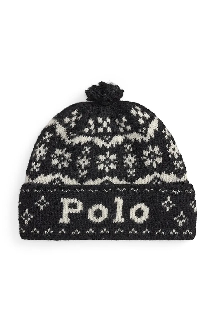Polo Ralph Lauren Czapka z pomponem damska wełniana czarny 455P23851