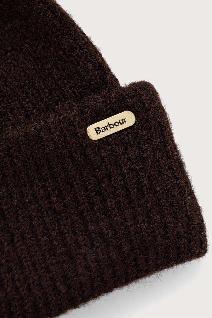 Barbour Czapka beanie damska z dodatkiem wełny LHA0648 brązowy AW26