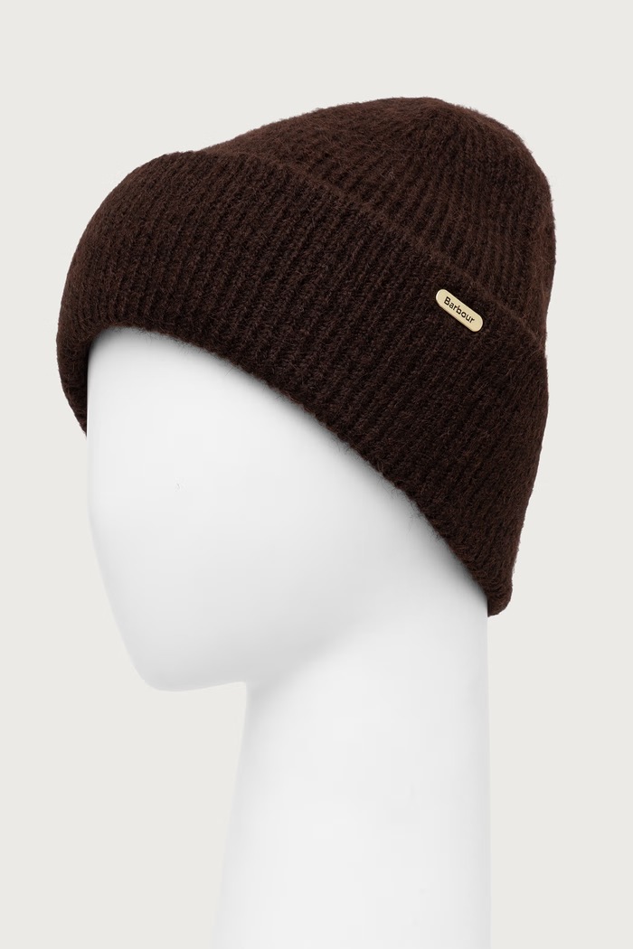 Akcesoria Barbour Czapka beanie damska z dodatkiem wełny LHA0648 brązowy