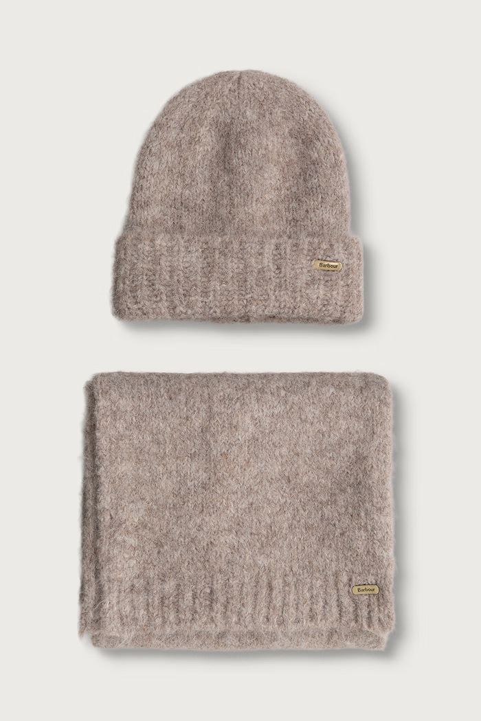 Barbour Czapka i szalik damska z dodatkiem wełny różowy LGS0106
