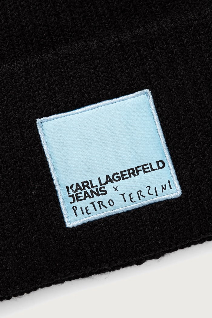 Αξεσουάρ Karl Lagerfeld Jeans Σκούφος γυναικείος από πρόσμιξη μαλλιού x Pietro Terzini B4W33108 μαύρο