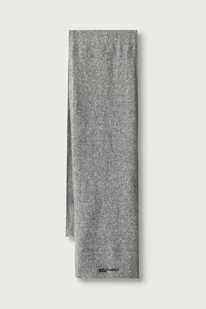 Karl Lagerfeld Jeans Σκουφάκι και κασκόλ γυναικείο από πρόσμιξη μαλλιού B4W33074 γκρί AW26