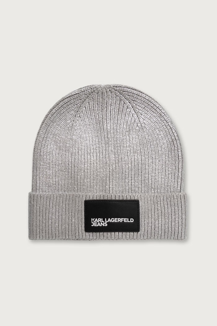 Karl Lagerfeld Jeans Czapka beanie damska srebrny B4W33053