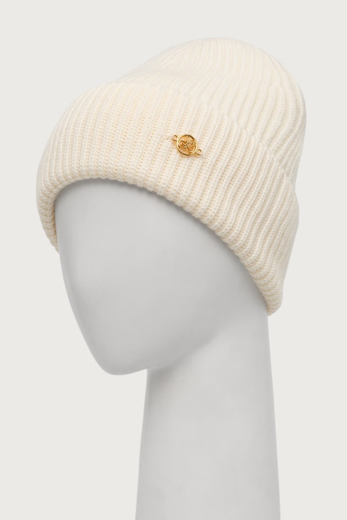 Luisa Spagnoli czapka beanie damska wełniana Muni 100606 beżowy AW26
