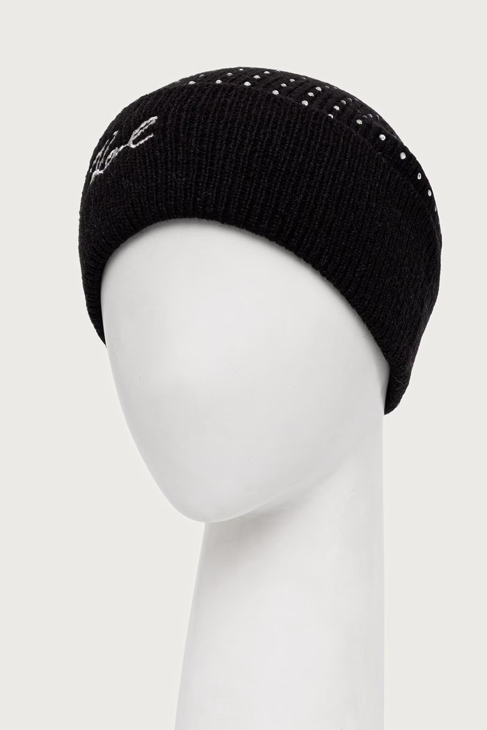 Karl Lagerfeld Σκούφος beanie γυναικείος από πρόσμιξη μαλλιού B4W33009 μαύρο AW26