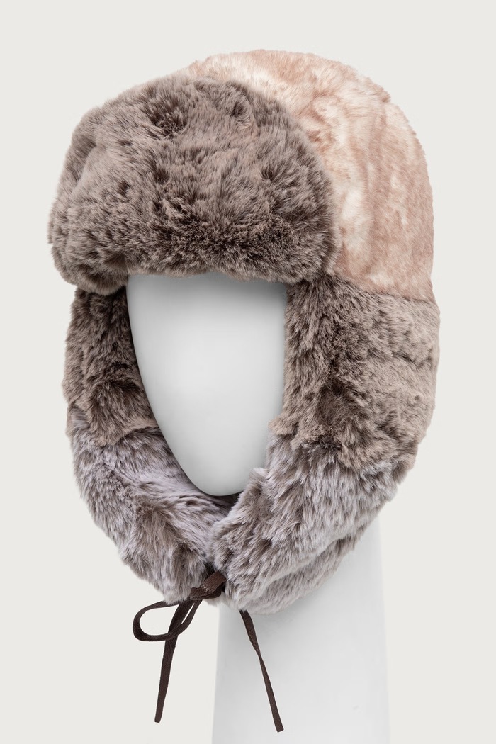 Kangol Czapka uszatka damska MULTI FAUX FUR TRAPPER K4262ST.MT302 beżowy AW26