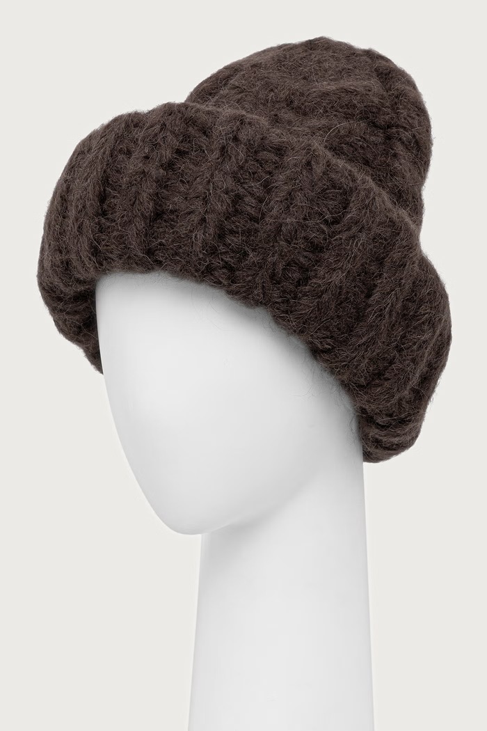 Akcesoria GANNI Beanie XXL czapka damska z wełną B3020308 brązowy