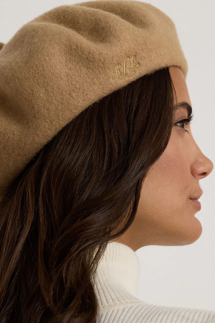 Lauren Ralph Lauren Beret damski z wełną 454P23633 beżowy AW26