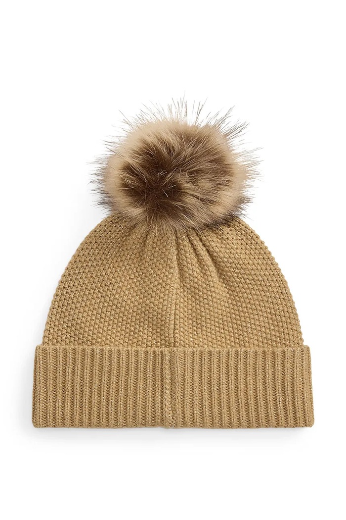 Lauren Ralph Lauren Czapka beanie damska z wełną 454P23548 brązowy AW26