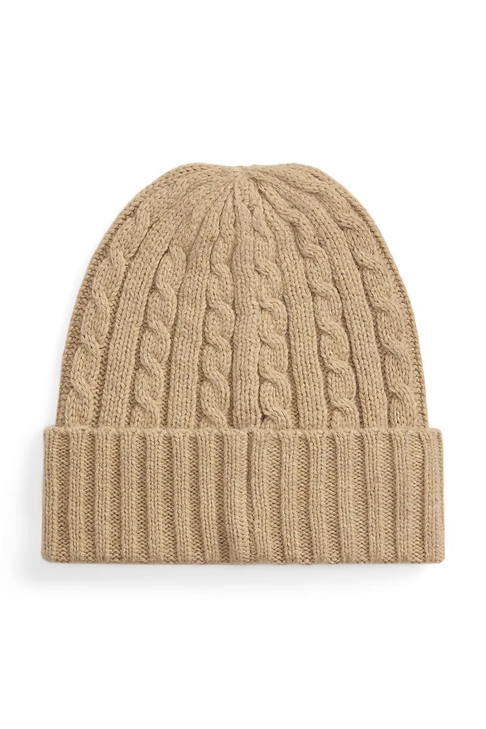 Lauren Ralph Lauren Czapka beanie damska z wełną 454P23505 beżowy AW26